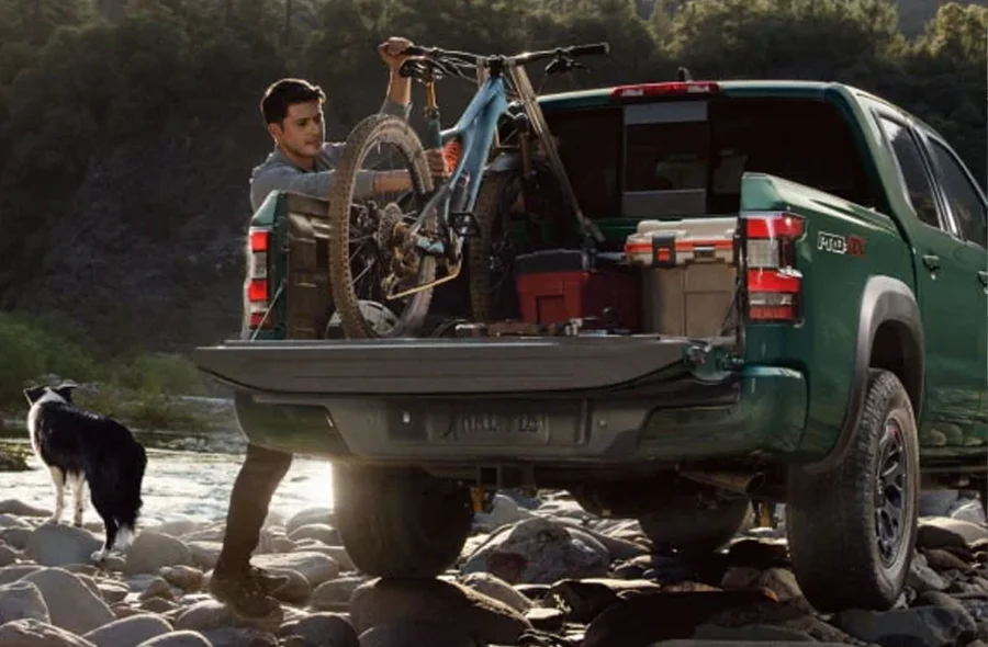 Nissan Frontier with the tailgate open