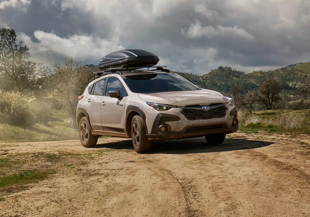 Subaru Crosstrek Hybrid on a dirt road