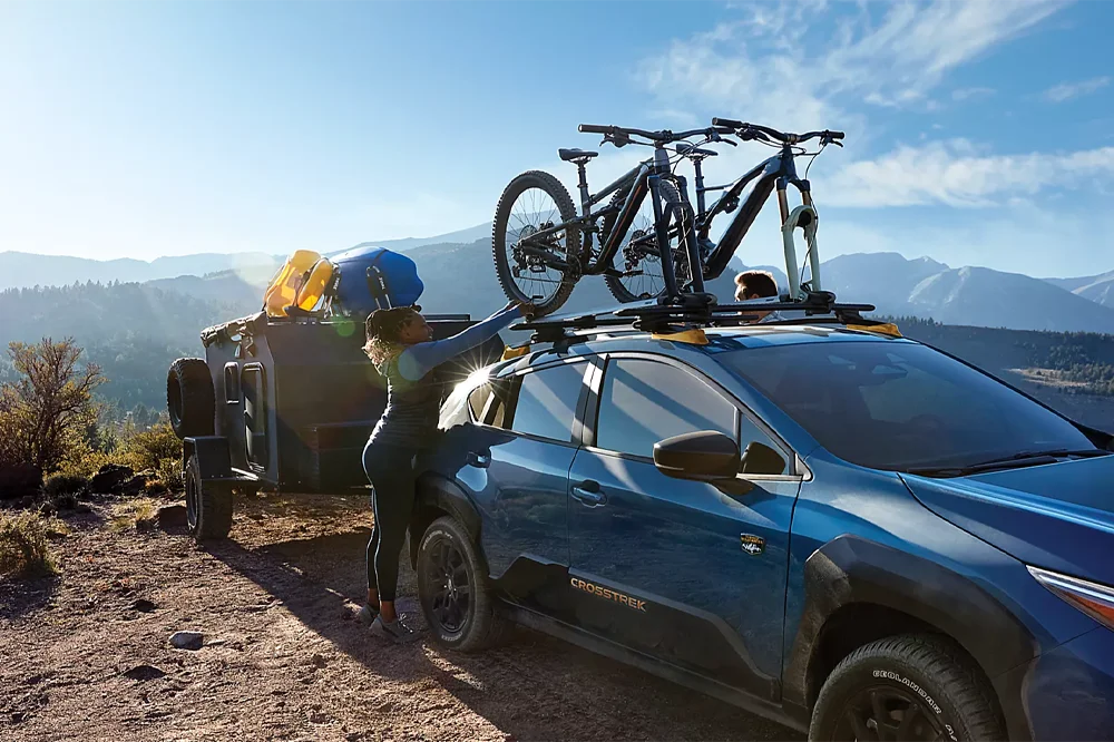 Subaru Crosstrek With Bike Rack and Trailer
