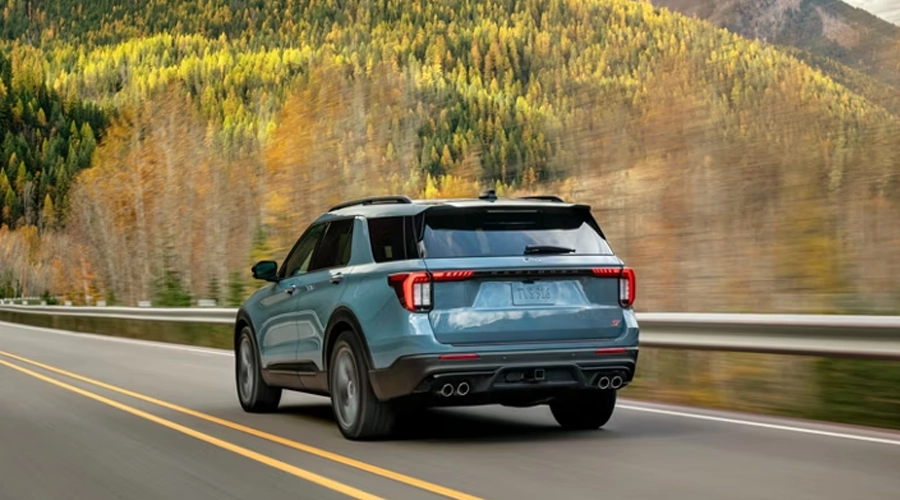 2026 Ford Explorer driving from behind